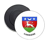 AIMANT ROND. BOUCLIER HÉRALDIQUE FAMILLE CARRIERE VIVARAIS FRANCE
