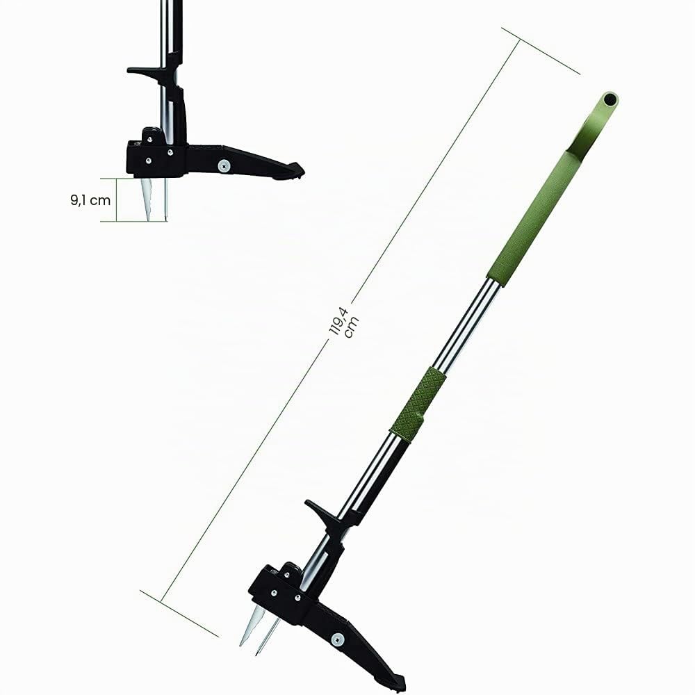 Estrattore telescopico per erbacce, lunghezza: 99 – 119 cm, in acciaio inox, con manico lungo con 4 artigli e pedana per piante spinose, strumento per rimuovere erbe, risparmio di