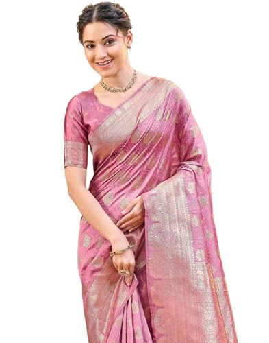 Image of SIRIL Women's Silk Jacquard Banarasi Saree With Unstitched Blouse Piece