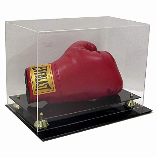 SAFTGARD SUPPLIES Deluxe Acrylic Horizontal Boxing Glove Display Case w/ Gold Risers