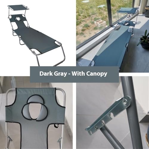 Lit inclinable portable avec pare-soleil amovible couleur gris - 3