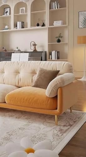 Image of A to Z Furniture Classic Chesterfield Sofa Set Luxury Chesterfield Sofa in for Home Living Room & Office (3 Seater Sofa Orange & Beige)