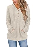 XMTOPYE Sweaters for Women Hoodies Long Sleeve Shirts Dressy Casual Tops Trendy Winter Clothing Apricot