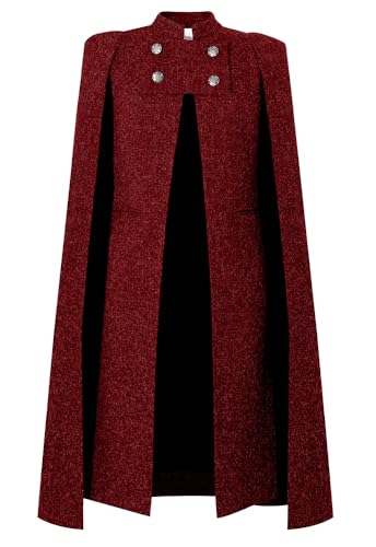 CHIC STAR Womens Tweed Cape Duster Coat