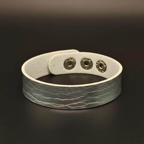 Image of THE MEN THING BLAZEFIT STRAP - 18mm Genuine Leather Bracelet with Stainless Steel Stud Button Closure for Men & Boys (6.6 /7.1 /7.6 inch)