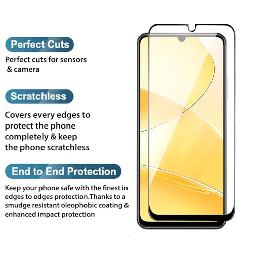 Image of DD SON Premium HD+ Tempered Glass Screen Protector Guard Compatible For Realme Narzo N63, Narzo N61, Narzo N53, C71, C63, C61, C53, C51, P4 Lite and Realme Note 50 (6.74 Inch) Edge to Edge Coverage With Easy installation kit for Smartphone