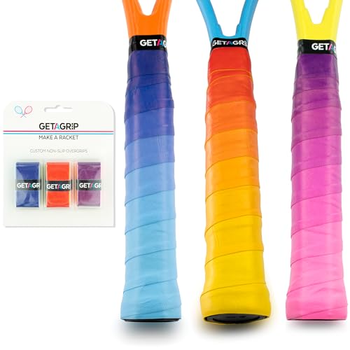 GET A GRIP - Personalisiertes Tennisschläger Übergriffband - Rutschfestes Tennis Overgrip, Griffband für Padel, Badminton, Squashschläger - Anti-Schweiß (Big 3 Pack, 3 Griffe (15% Rabatt))