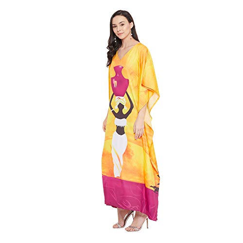 Image of Oussum Women Long Maxi Plus Size Polyester Kaftan Gown, Womens Kaftan Dresses Lounge Resort Wear, Plus Size Kaftan