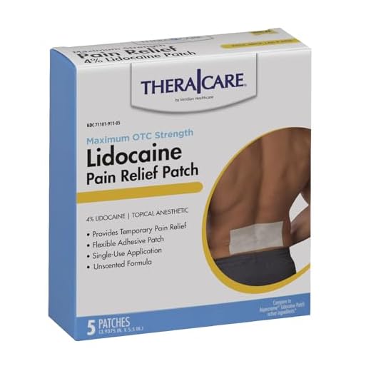 Thera|Care Pain Relief Patch | 4% Lidocaine Patch | 3.9” x 5.5” | 5-Count Box