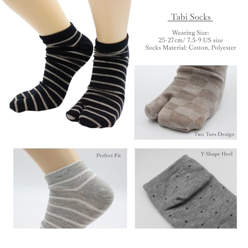 Japanese Tabi (Set of 5 Pairs) Split Toe Socks for Men 7.5-9 US Size4