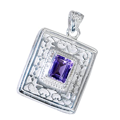 Pendentif octogone en améthyste violette et argent pour votre style quotidien
