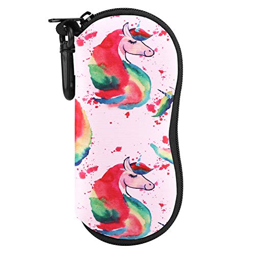 MoKo Funda de Gafas, Caja de Neopreno Ultra Ligero con Cremallera Almacenaje Lente Suave, Sunglasses Case con Clip de Cinturón para Gafas, Bolsa...