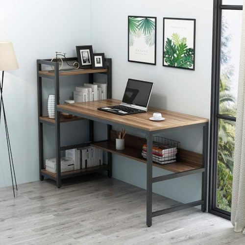 Image of Deskio Engineered Wood Computer Table | 1 Year Warranty | Powder Coated Computer Table For Home & Office Work, Study Table For Adults, Home Office Table For Desktop Pc | 150 X 60 X 75 CM /DIY, Brown