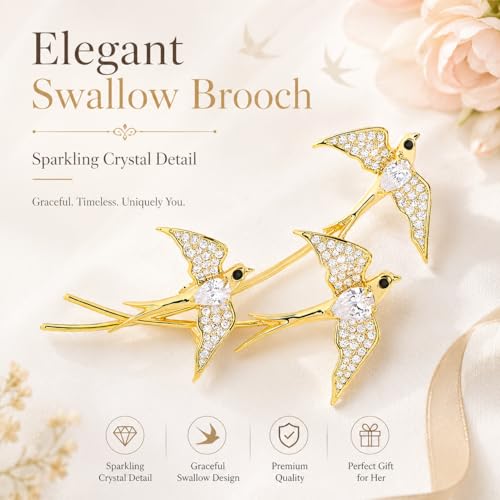 Image of Animal Brooch for Women Zirconia Rhinestone Abalone Shell Animal Lapel Pin Christmas Birthday Holiday Gift for Wife Mother Girlfriend Daughter