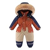 ジャンプスーツ ベビー 赤ちゃん ベビ服 秋冬 長袖 防寒 秋冬 スキーウェア 軽量 アウター 柔らかい あったか ウィンタースポーツ 人気 新年 年賀状 子供 (レッド，110)
