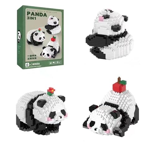 Mini Panda Building Blocks Set, Cute Animals Building Toys, Micro Blocks 3 in 1 Panda Mini Brick Kits for Adults, Party Favors Gifts for Adults and Kids, 120+ PCS (M1056)