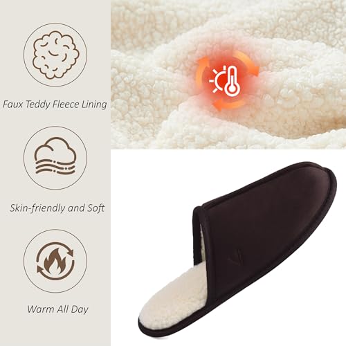 Image of Mens Scuff Slippers Micro Suede Memory Foam Slide Clogs Slip on Indoor Outdoor House Shoes