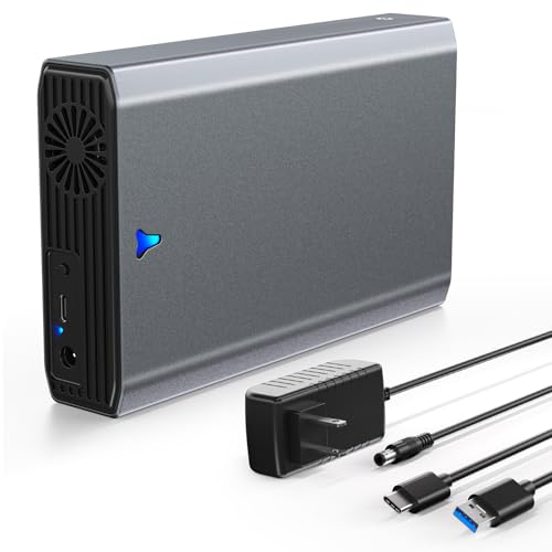 SAS to USB 3.0 Adapter SAS Hard Drive Docking Station for 2.5/3.5 Inch SSD HDD Tool -Free External Enclosure with 12V/2A Power Adapter and Cooling Fan Support up to 24TB