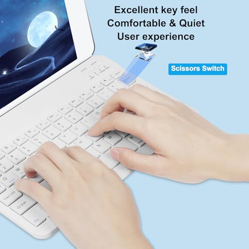 Image of Bluetooth Keyboard and Mouse Combo Ultra-Slim Portable Rechargeable Compact Wireless Mouse Keyboard Set for Pad /iPad Pro /iPad Mini /iPad Air Mac OS,Android Windows iOS and Above(White)