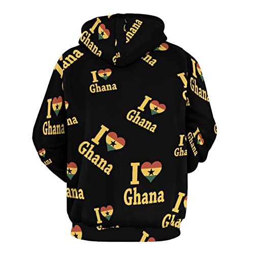 I Love Ghana ポケット付きプリントフードスウェットプルオ