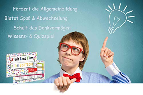 KARTENVERSAND24 Stadt Land Fluss Kids Kinder Junior Gesellschaftsspiel Block Spiel Familienspiel Lernspiel Familie für… – Bild 6
