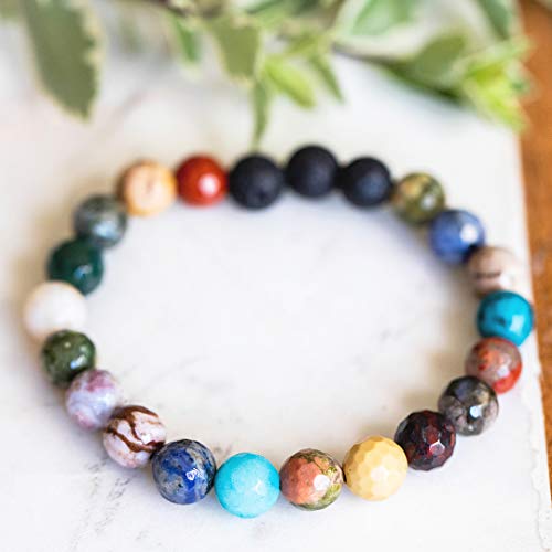 Subherban Lava Rock Bracelet Essential Oil Bracelet - Terra - Lava Stone Bracelet For Women - Handmade Usa Oil Diffuser Lava Rock - Multi-Gemstone Relaxation Gifts For Women #TOP3