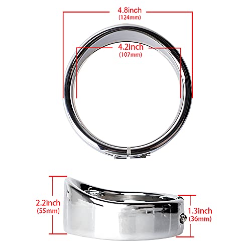 Image of NTHREEAUTO 4.5 inch Motorcycle Passing Lights Trim Rings, Chrome Fog Lamp Visor Bezel Compatible with 1962-later Harley Touring Road King Softail Street Glide Sportster Electra Glide