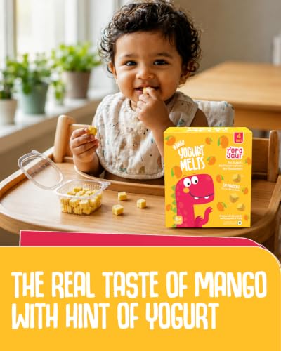 Image of Rorosaur Baby Snacks - Melts with Yogurt and Fruit & Veggie for 7+ Months | 4 packs of Mango Melts | Finger Food for Toddlers | No Sugars, No Preservatives, No Binders | 5g each