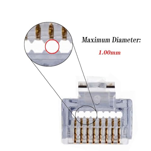 Image of RJ45 CAT5 Pass Through Connectors Without Rj45 Caps (Cat5 25pcs pack)