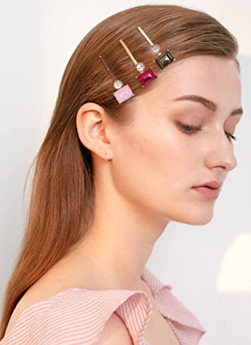 Lizzie Kay 4PCS Crystal Gemstone Bobby Pin Set for Women