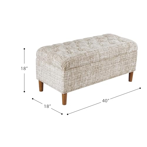 Image of HomePop 40 inch Ainsley Button Tufted Storage Bench - Cream Textural Woven