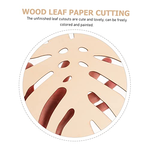 Housoutil 2 pcs Wooden Monstera unpainted Leaf Shaped Wooden Cutouts Unfinished Blank Leaf Shaped Cutouts Palm Leaves Decor Wood Decor Miniature Wood Cutout DIY Project Decoration Plant - Image 2
