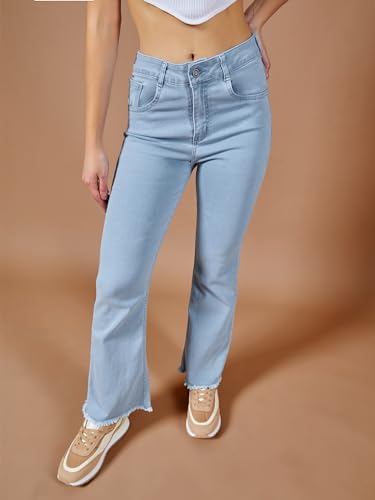 Image of Dolce Crudo Boot Cut High Rise Cropped Jeans for Women