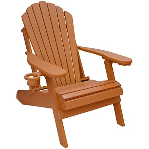 ECCB Outdoor Outer Banks Deluxe Oversized Poly Lumber Folding Adirondack Chair (Bright Cedar) Cover