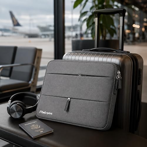 Image of 360 Protective Waterproof Laptop Sleeve for 15.6 & 16 Inch Laptops with Carry Handle & Dual Front Pockets for Business Travel Office Work (Light Grey)