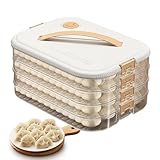 Scatola portaoggetti per ravioli – Contenitore trasparente impilabile a 4 strati, con coperchio e manico, vassoio organizer per alimenti, a lunga durata, sicuro per il congelatore, per gnocchi, pasta