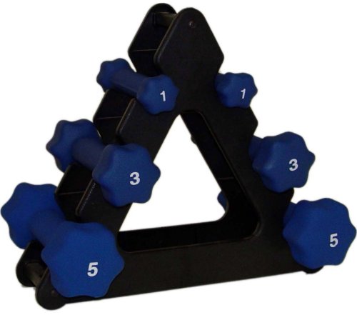 Ader Neoprene Dumbbell Set 1, 3, 5Lb Royal Blue with Black Dumbbell Rack
