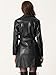 Allegra K Faux Leather Long Jacket for Women's Notched Lapel Collar PU Trench Coat X-Small Black