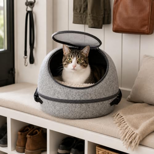 Spot Doc & Phoebe's 3-in-1 Sleep & Go Katzentragetasche, tragbare Haustier-Reisetasche für Katzen und kleine Hunde, lässt Sich in eine Tragetasche, eine gemütliche Höhle und EIN bequemes Bett