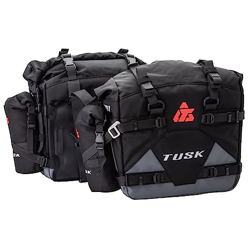 TUSK Pannier Racks Pilot Pannier Bags and Bottle Holders with Top Rack Black/Grey for Yamaha TENERE 700 2021-2024