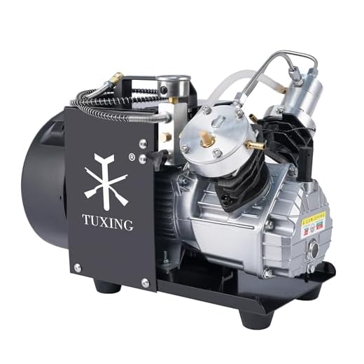 TUXING 300Bar Pcp Compressor de Ar, Compressor de Mergulho de Cilindro Duplo, Bomba de Ar Compacta de Alta Pressão para Paintball Scuba Tank Enchimento 220V (TXEDM041)