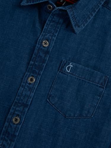 Image of Gini and Jony Boys Navy Blue Solid Denim Full Sleeves Shirt