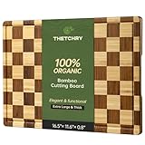 THETCHRY Bamboo Cutting Boards for Kitchen, Checkered Wooden...