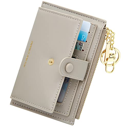 Cilla Womens Slim Wallet Rfid Card Case Minimalist Small Card Wallet With Zipper Coin Pouch(Khaki) #TOP8
