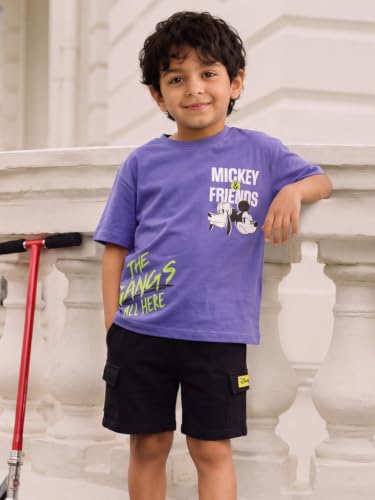 Image of Nap Chief Kids Cotton Official Disney Characters Print Co-Ord Set for Boys & Girls | Half Sleeve T-Shirt & Shorts Set | Soft Casual Summer Wear