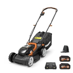 Worx 40V 14″ Cordless Lawn Mower for Small Yards, 2-in-1 Battery Lawn Mower Cuts Quietly, Compact & Lightweight Lawn Mower with 6-Position Height Adjustment WG779 – 2 Batteries & Charger Included
