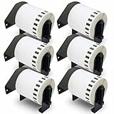 BETCKEY - 6 Rollen DK-22212 Endlosetiketten (Film) Kompatibel mit Brother, 62mm x 15.24m, 6 Etiketten für Brother QL Etikettendrucker