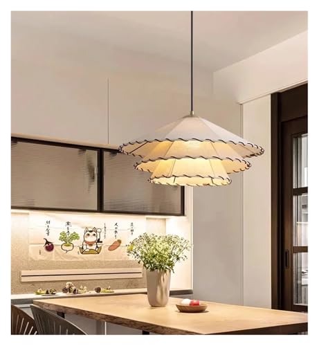 Lustre moderne de 40cm en coton et lin à éclairage neutre