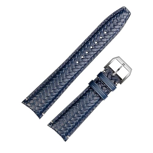 Bracelet de montre tissé en cuir de vachette souple bleu pour remplacer un bracelet usé