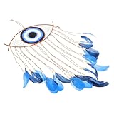  Cabilock Attrapeur de rêves décoration d\'intérieur LED lustres Lustre plafonnier Salon Pendentif Attrape rêve Pendentif Mauvais œil Attrape-rêves Pendentif Vraie Plume Blue